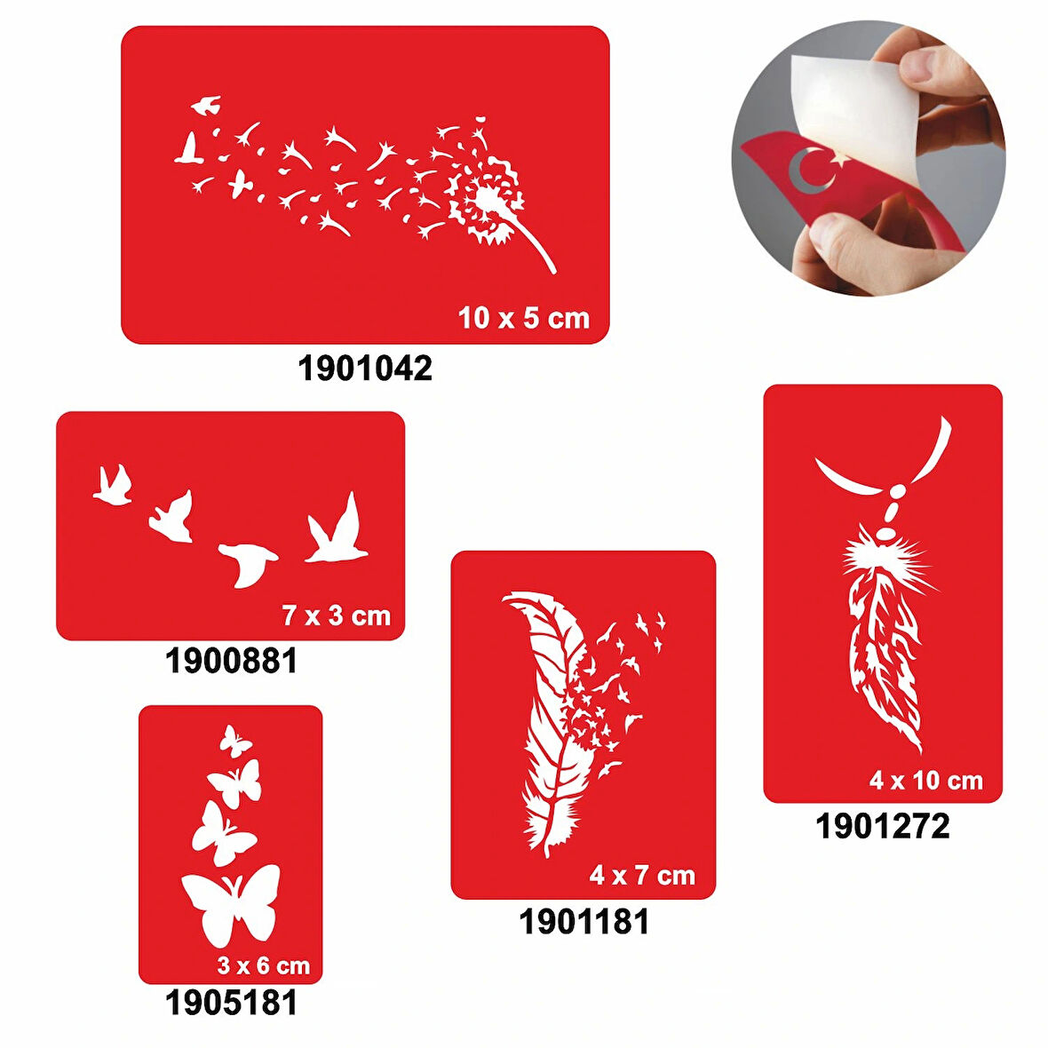 Kuşlar Ve Tüyler 5'li Set Geçici Dövme Kına Şablonu