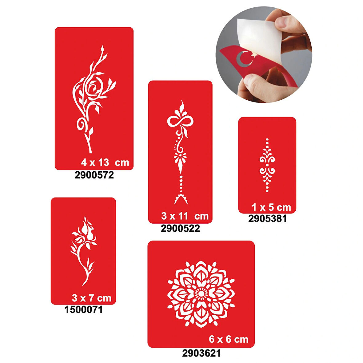 Çiçek Sepeti 5'li Set Dövme Kına Şablonu