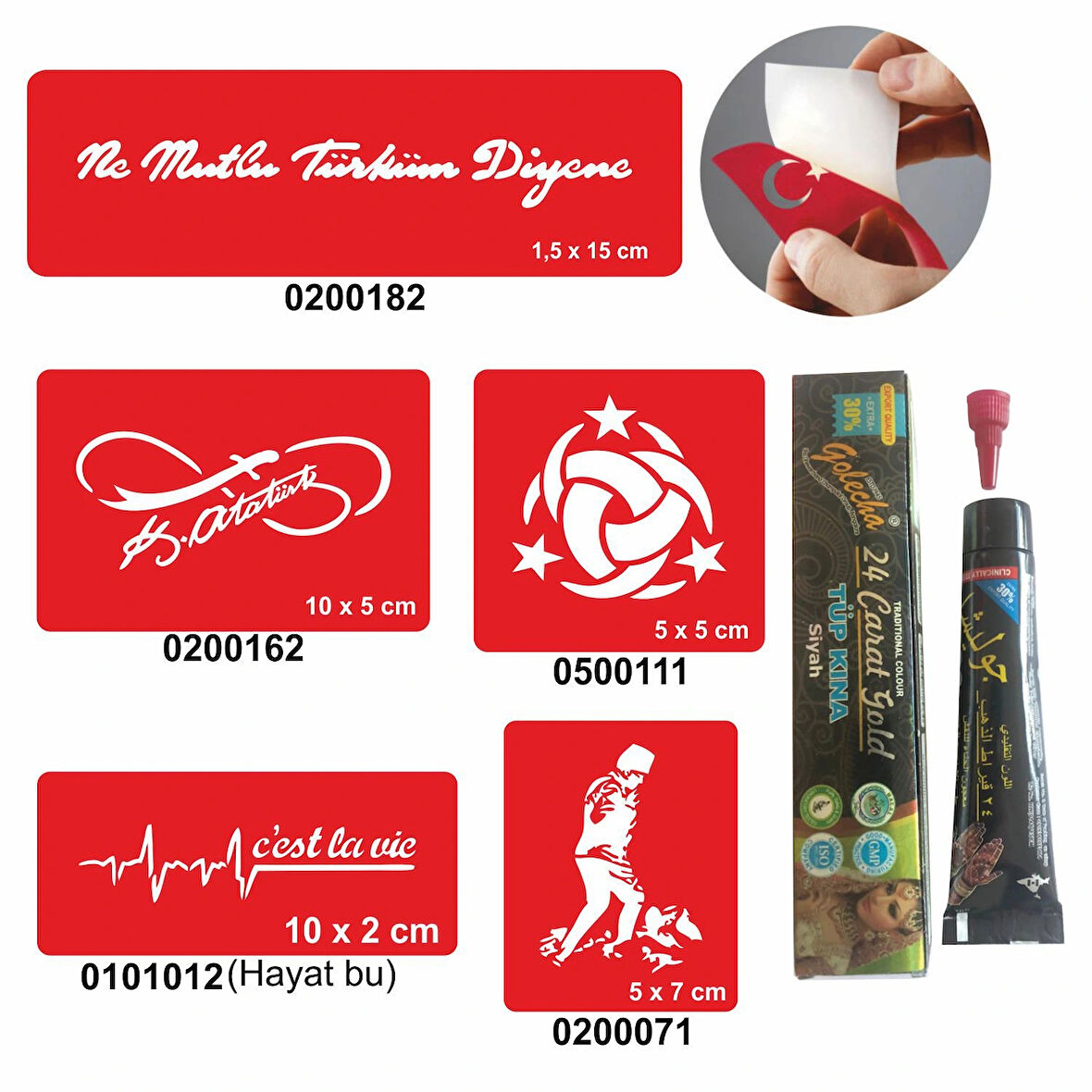 Atatürk Desenleri Hint Kınası ile Geçici Dövme Yapma Seti