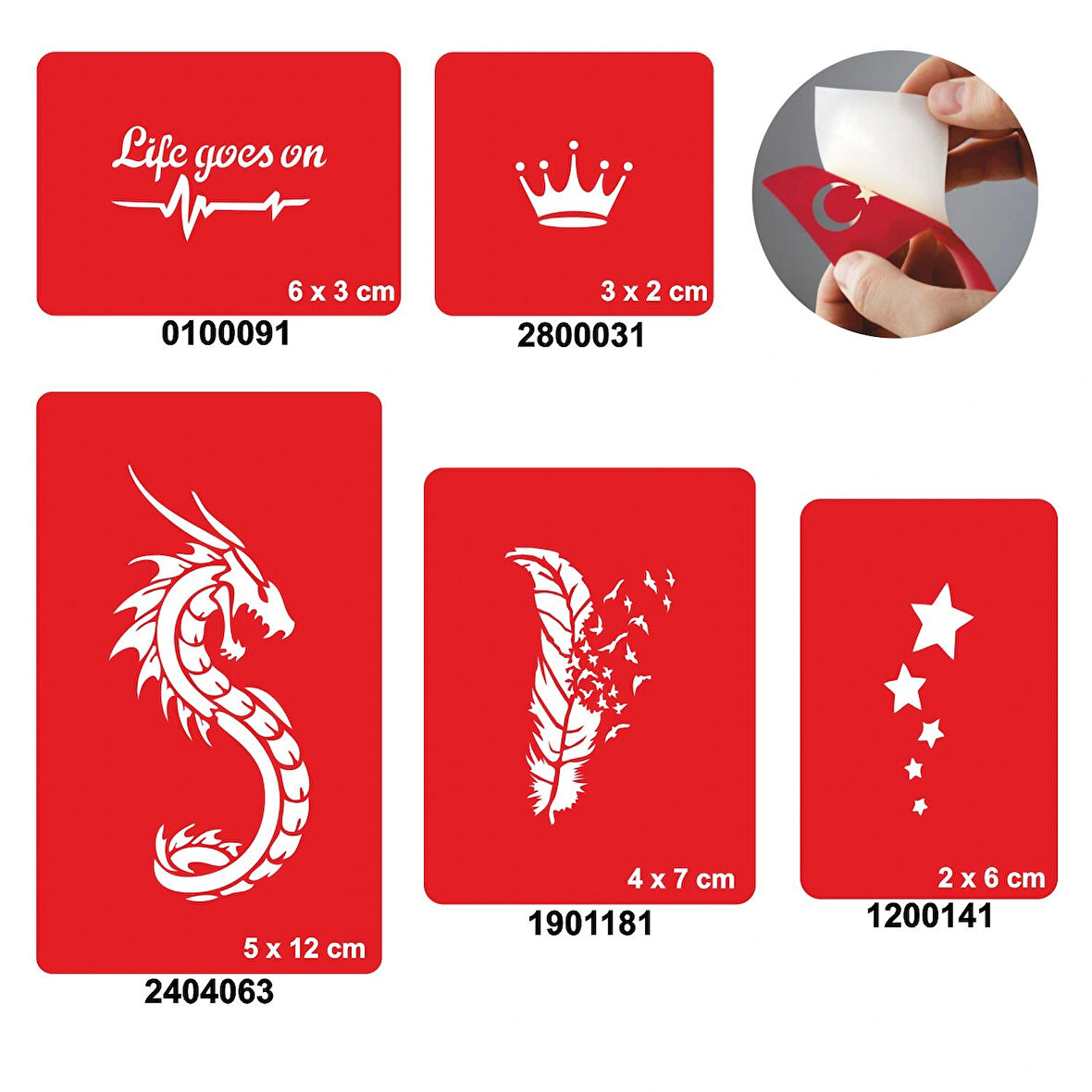 Hayat Devam Ediyor 5'li Set Geçici Dövme Kına Şablonu