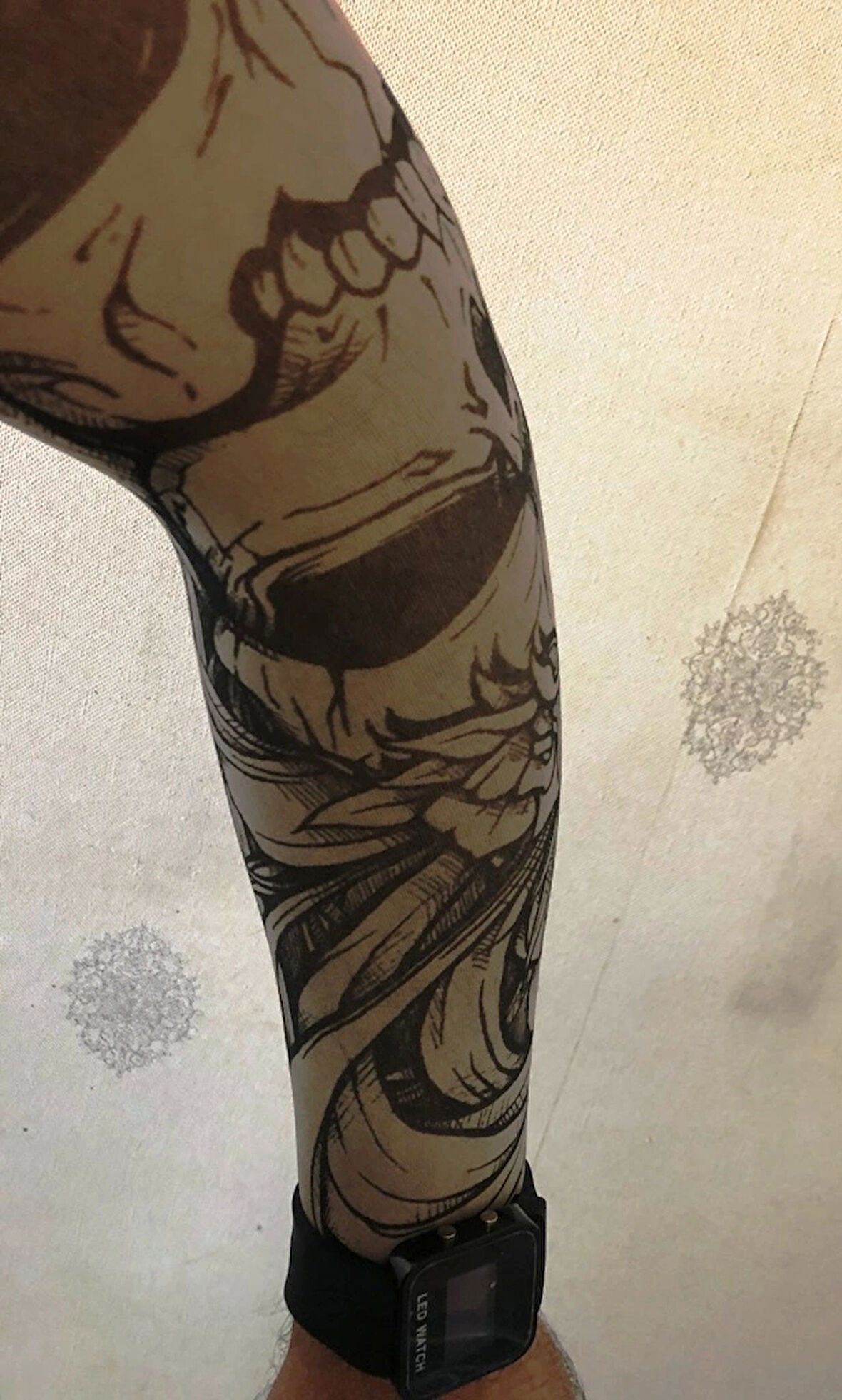 Çift Kol Giyilebilir Dövme İskeletli Desenler Tattoo Sleeve