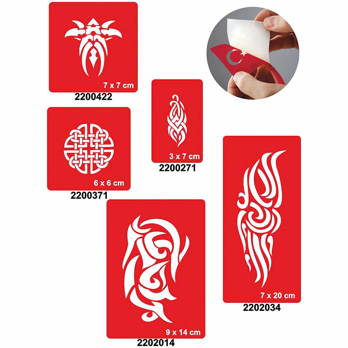 Triballer 5'li Set Geçici Dövme Kına Şablonu