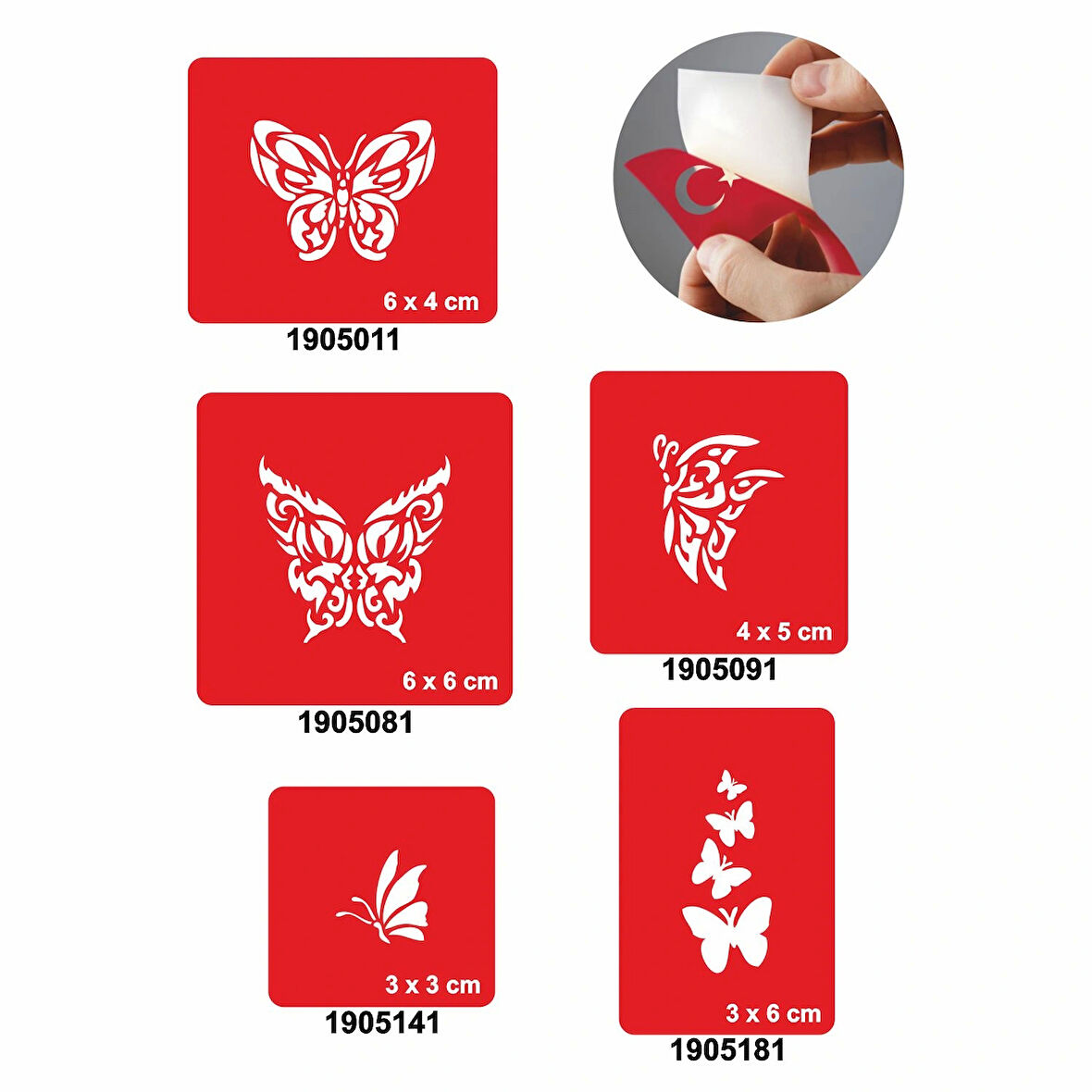 Kelebekler 5'li Set Geçici Dövme Kına Şablonu