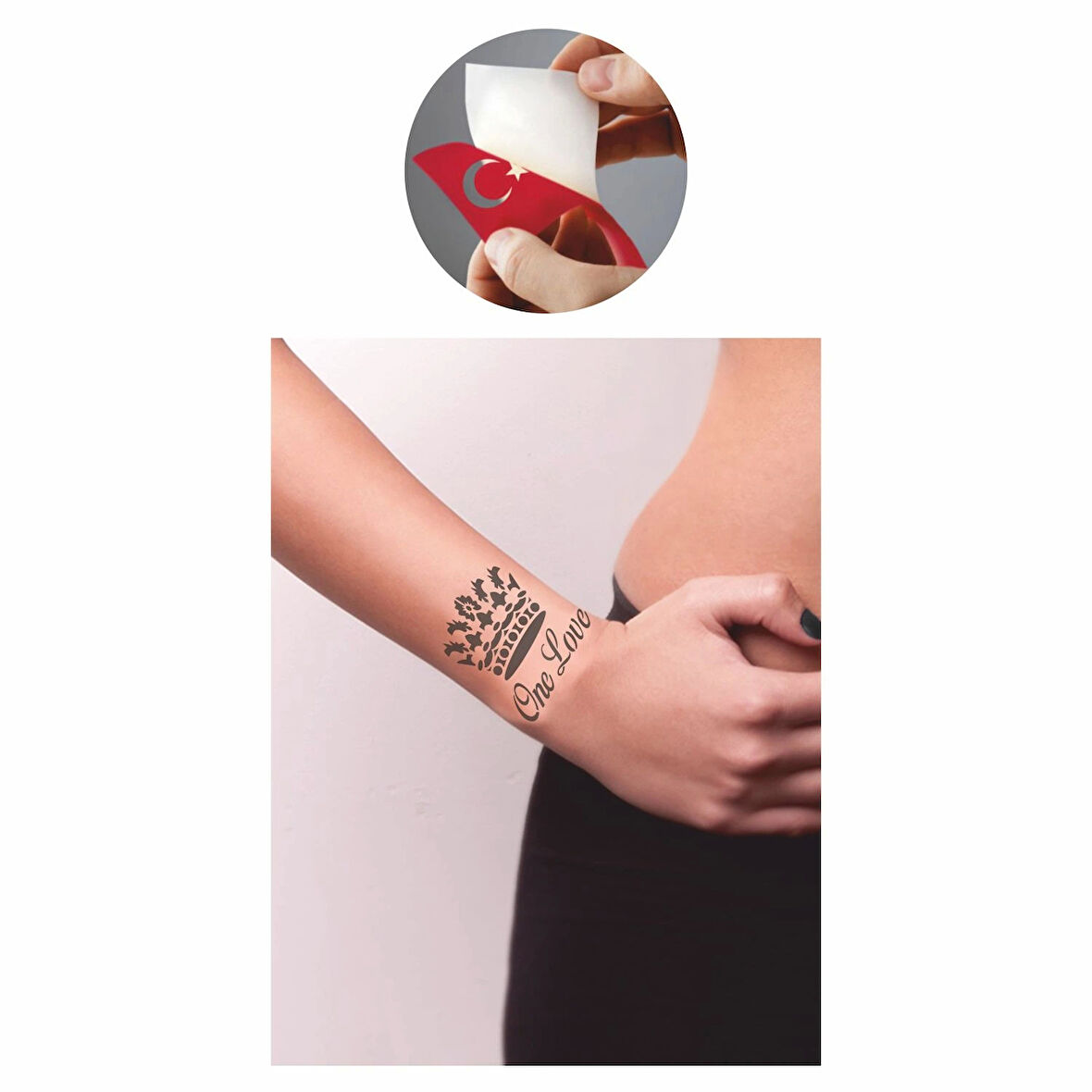 Tek Aşk Tattoo Geçici Dövme Şablonları Kına Kalıpları