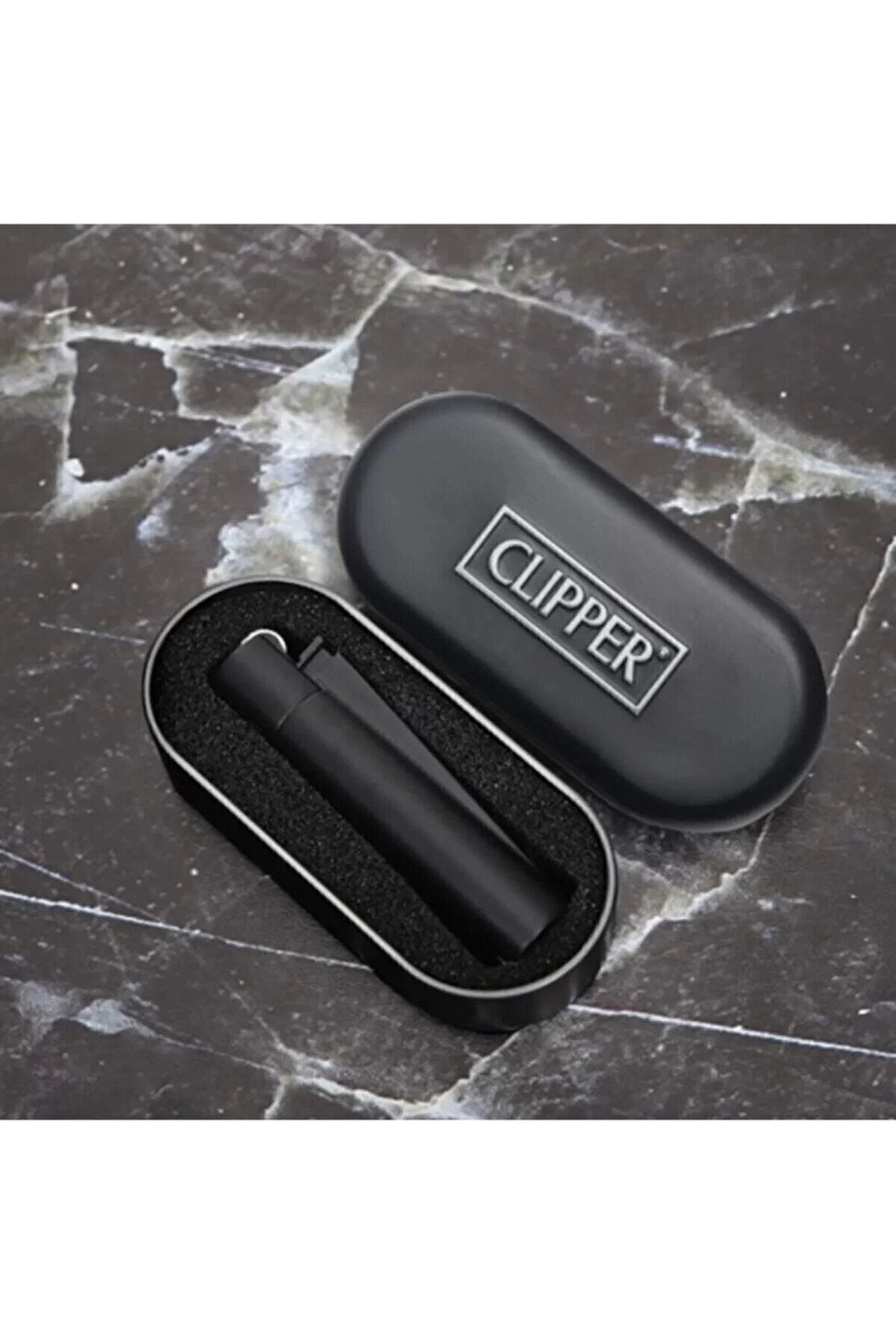 Kutulu Metal Clipper Matt Black Siyah Çakmak