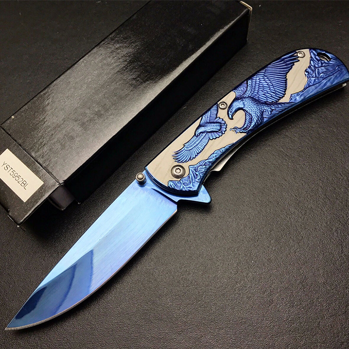 AlsepeteAvm YST5952BL Kartal Motifli Mavi Kamp Çakısı