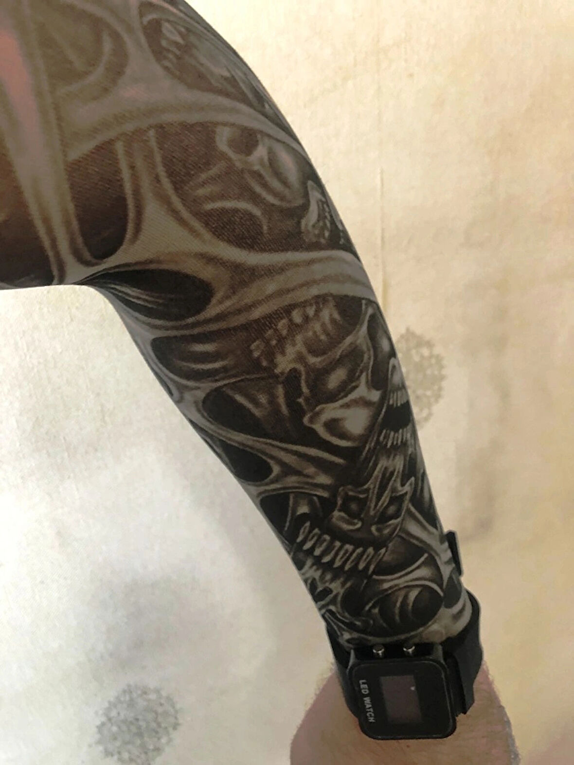 Çift Kol Giyilebilir Dövme İskelet Desenler Tattoo Sleeve