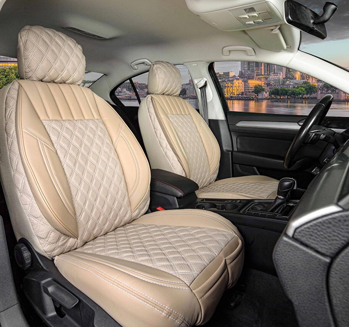 
Citroen C4 Lüx Yarı Deri Oto Koltuk Kılıfı Ön Arka Takım İSTANBUL SERİSİ BEJ