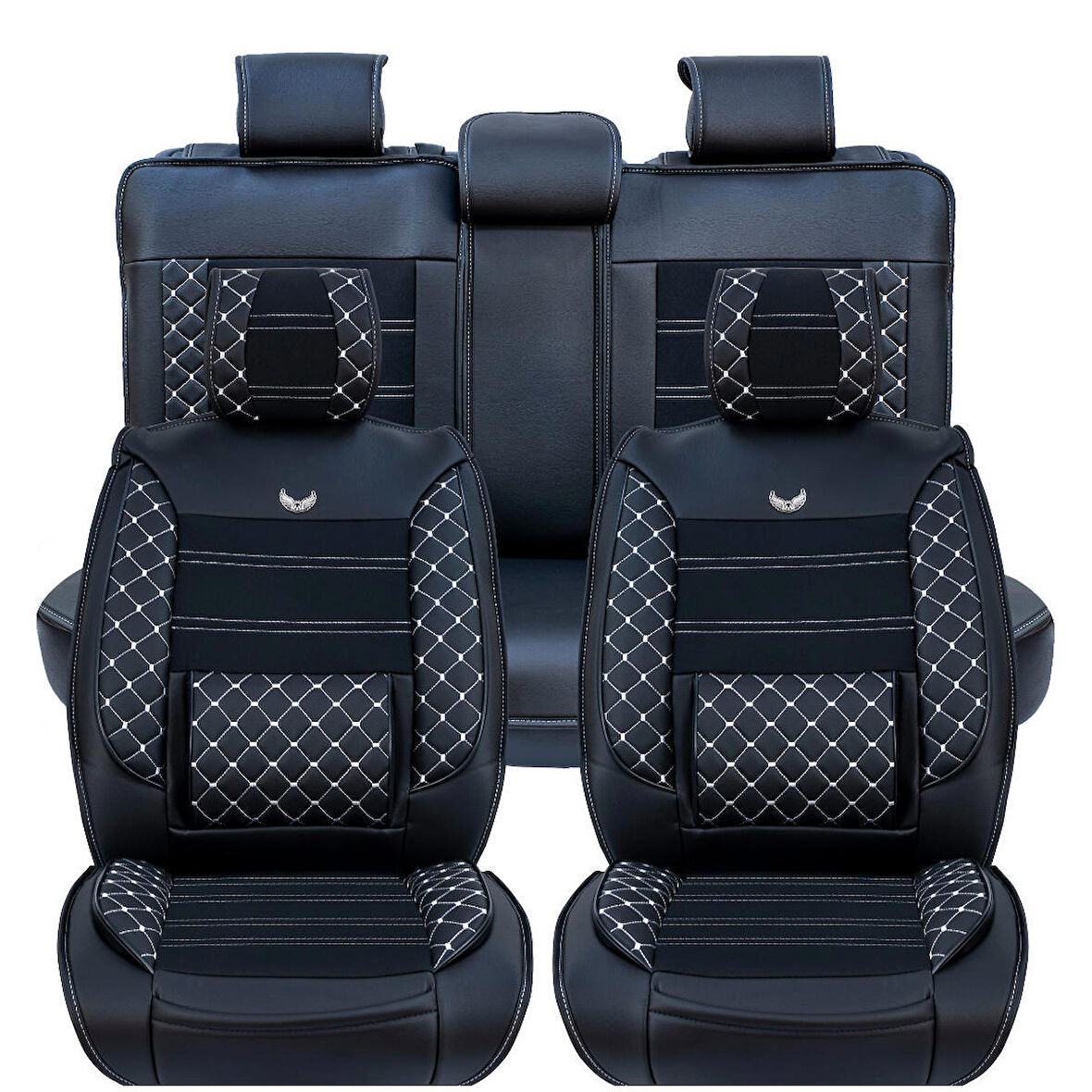 
Citroen C4 Hb Lüx Deri Oto Koltuk Kılıfı Ön Arka Takım (MARS) SİYAH BEYAZ