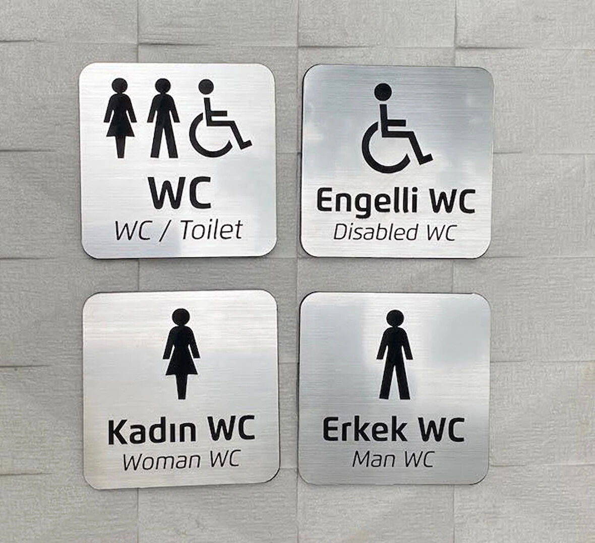 Kadın & Erkek & Engelli Wc & Wc Yönlendirme Seti