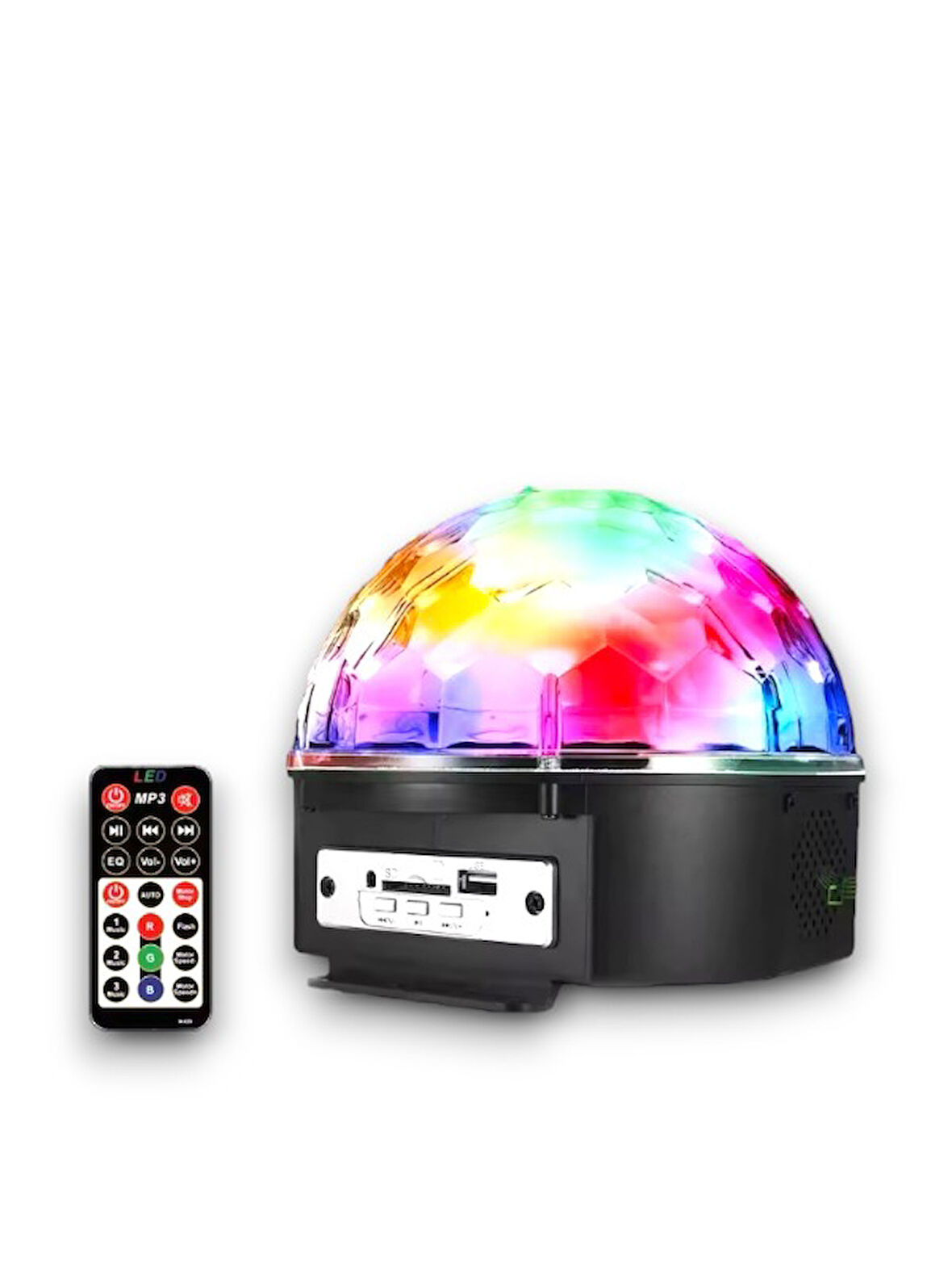 Sese Duyarlı Disko Topu SD Kart ve USB Girişli LED Disko Işıklı Speaker Hoparlör (Kumandalı)