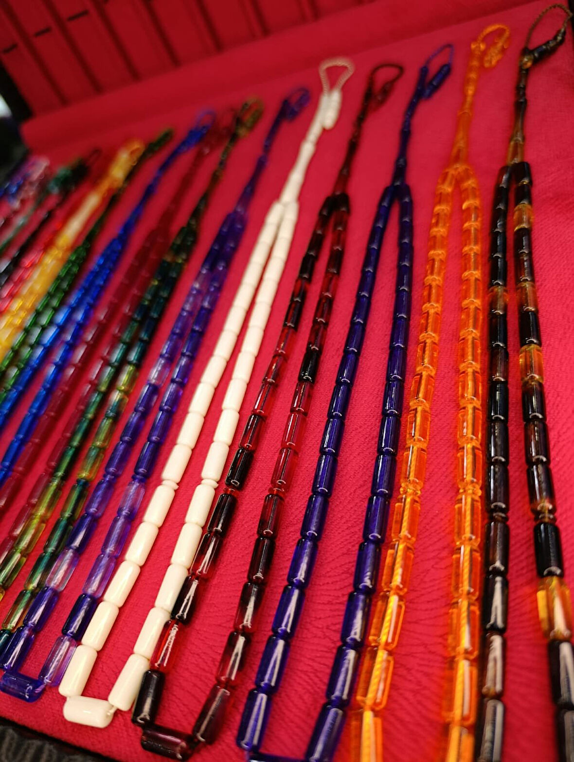 13 ADET KESME KESİM TOZ KEHRİBAR TESBİH KARIŞIK RENKLİ SİSTEMLİ 11MMX5MM ÖZEL ÖLÇÜ