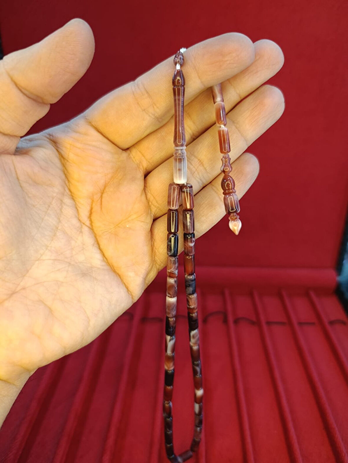 TOZ KEHRİBAR TESBİH KESME KESİM EFLATUN SİYAH RENKLİ SİSTEMLİ 11MMX5MM ÖZEL ÖLÇÜ