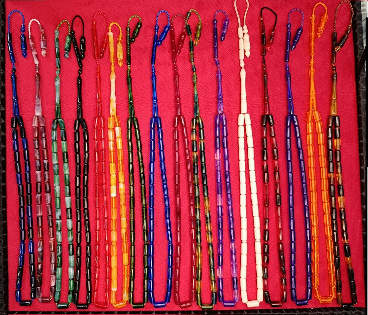 30 ADET KESME KESİM TOZ KEHRİBAR TESBİH KARIŞIK RENKLİ SİSTEMLİ 11MMX5MM ÖZEL ÖLÇÜ
