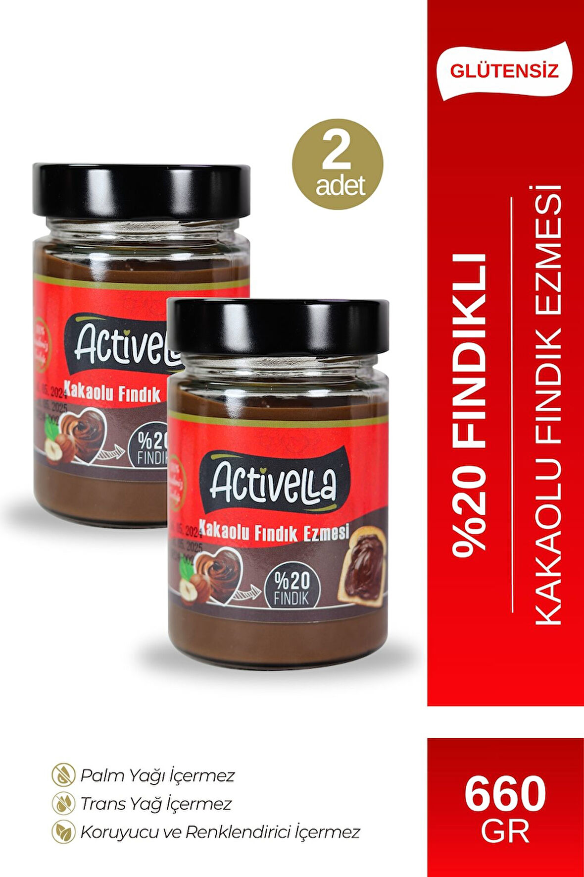 Activella Kakaolu Fındık Ezmesi 330gr %20 Fındıklı X2