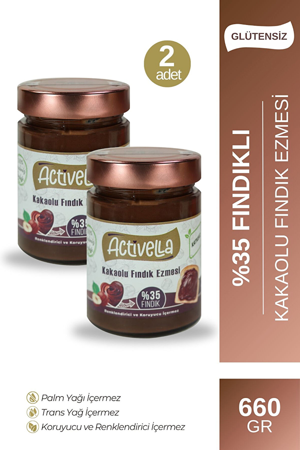 Activella Kakaolu Fındık Ezmesi 330gr %35 Fındıklı X2