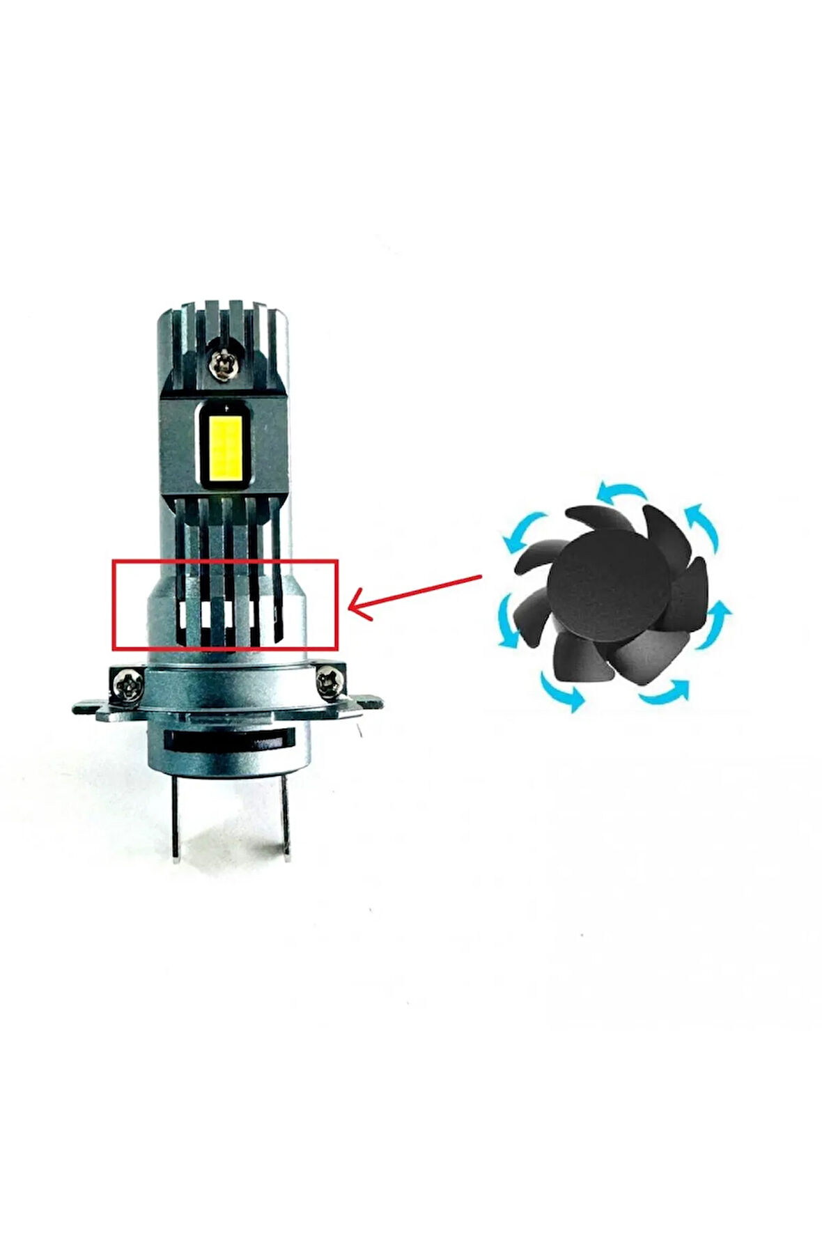 H7 Mini Fanlı Led Oto Ampul 2'li Set