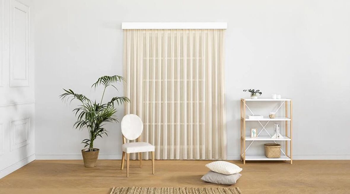 Massarelli Keten Folded Tül Bej 1-3 Sık Pile