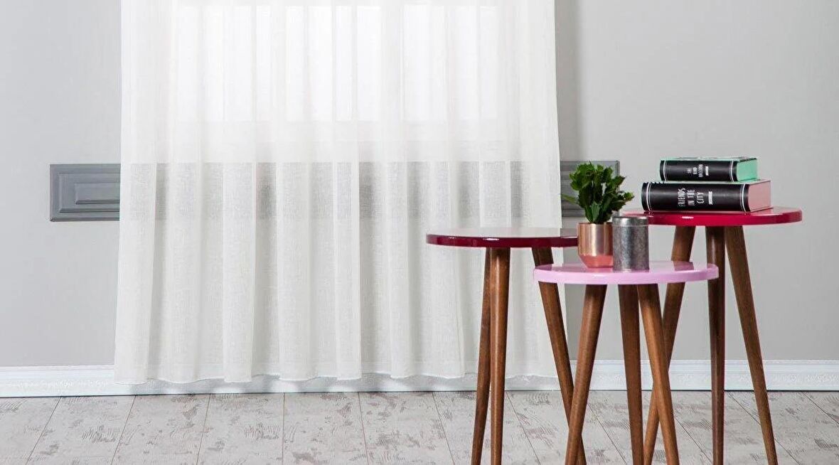 Massarelli Keten Folded Tül Krem 1-2 Seyrek Pile