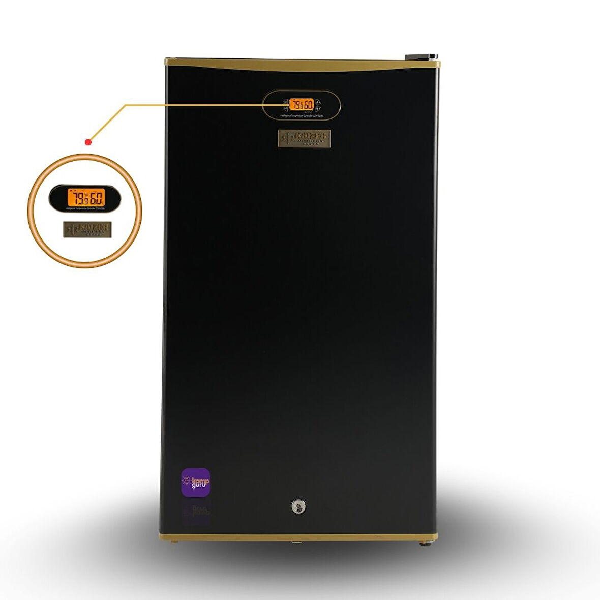 Çift Sistem Kaizer Germany 95 Litre Siyah Rose Gold Dijital Göstergeli 12/24/220 V Buzdolabı