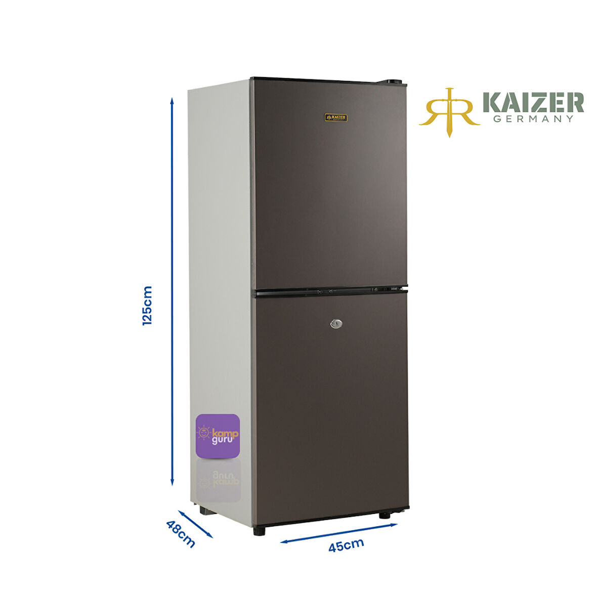 KAiZER Germany  140 Buzdolabı ALTTAN BUZLUK - Antrasit 12 volt / 24 volt