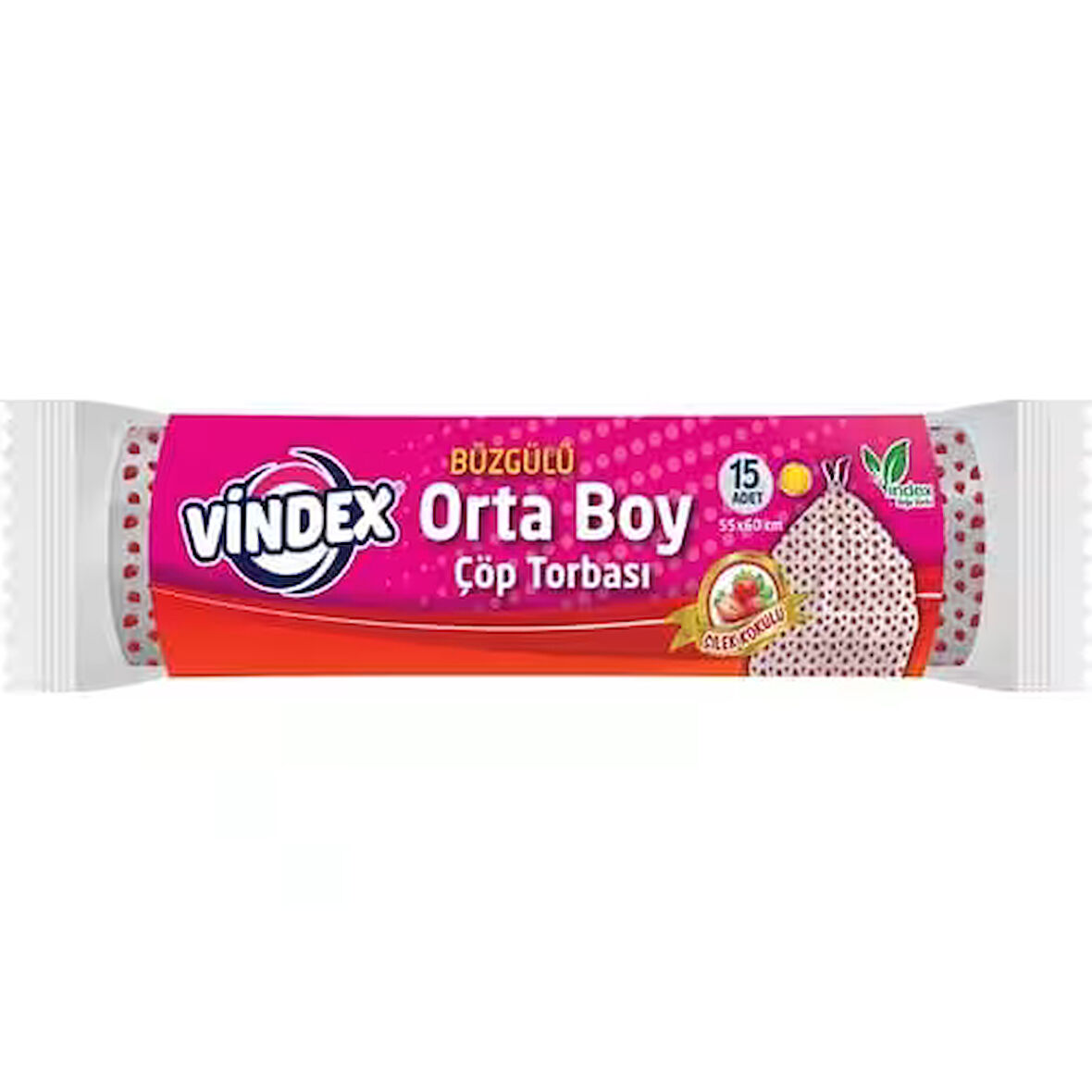 Vindex Çöp Torbası Büzgülü Orta Boy Çilek Kokulu