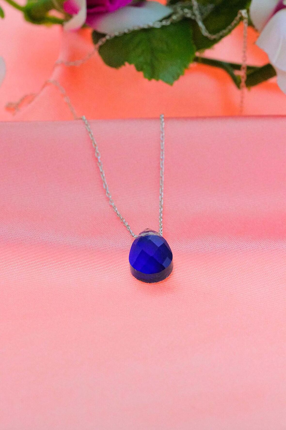 His Taşlı Damla Model Gümüş Kolye