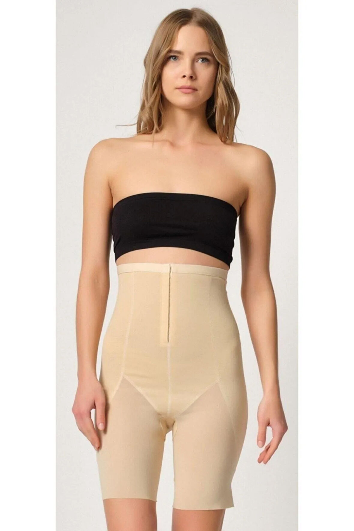 Kadın Bej Tül Detaylı Toparlayıcı Agraflı Boxer Korse 2928