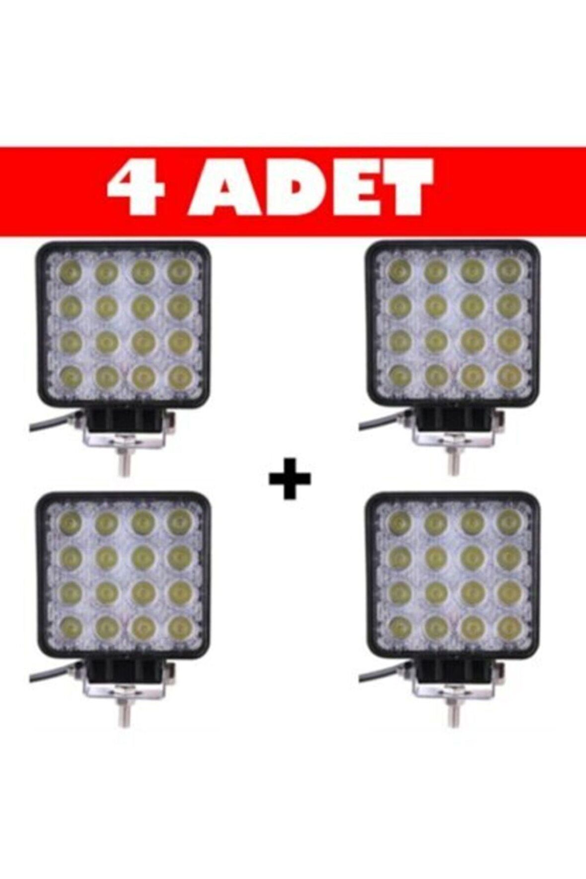 Off Road Sis Farı Sis Lambası 16 Led Kare 4'lü Paket Su Geçirmez