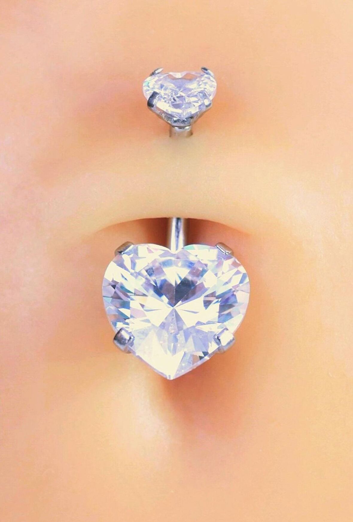 Çelik Kalp Model Tektaş Göbek Piercing Gümüş Renkli