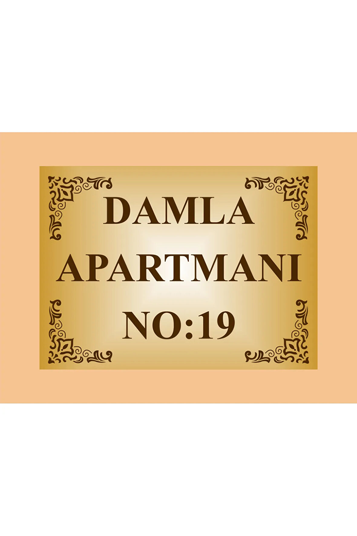 Apartman Kapısı İsimliği 26cm*19cm Gold Aliminyum Levha (kahverengi yazı rengi)