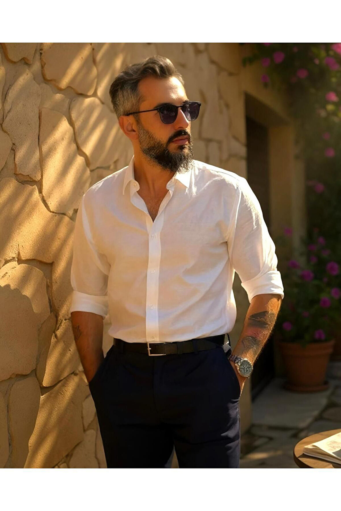 Regular Fit Keten Pamuk Erkek Gömlek