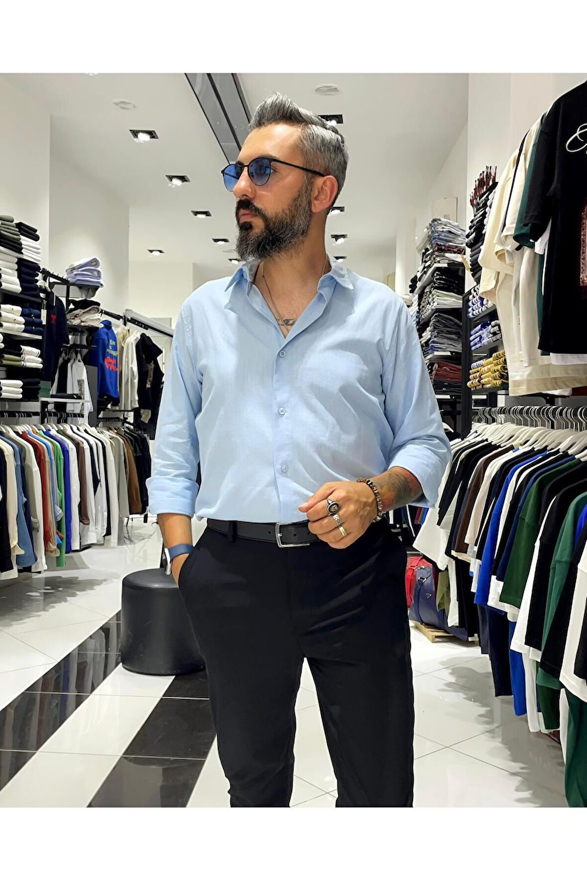 Regular Fit Keten Pamuk Erkek Gömlek