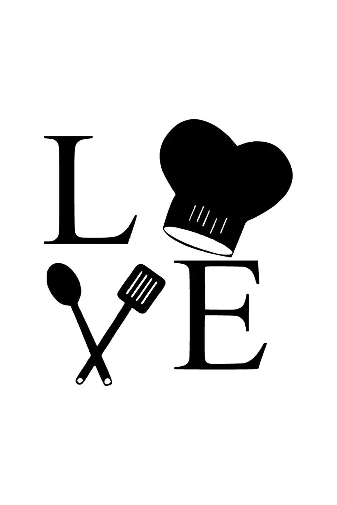 Love Cooking Sticker (Oto-Motor-Laptop-Duvar-Dekor) 10 x 11 cm