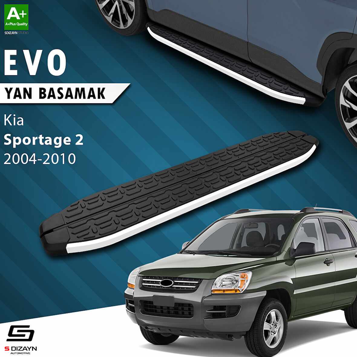 S-Dizayn Kia Sportage 2 Evo Aluminyum Yan Basamak 173 Cm 2004-2010 A+ Kalite