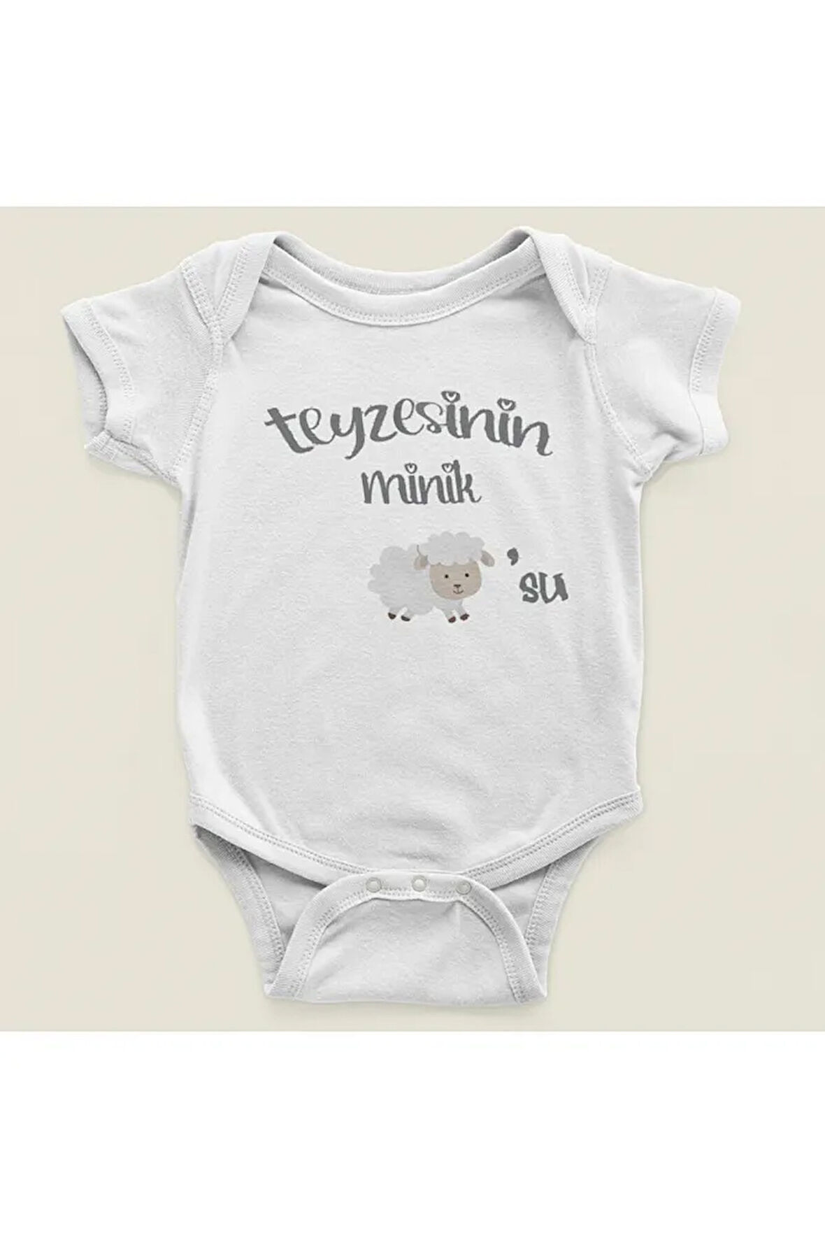 Teyzesinin Minik Kuzusu Yazılı Pamuklu Yumuşak Unisex Çıtçıtlı Body Zıbın