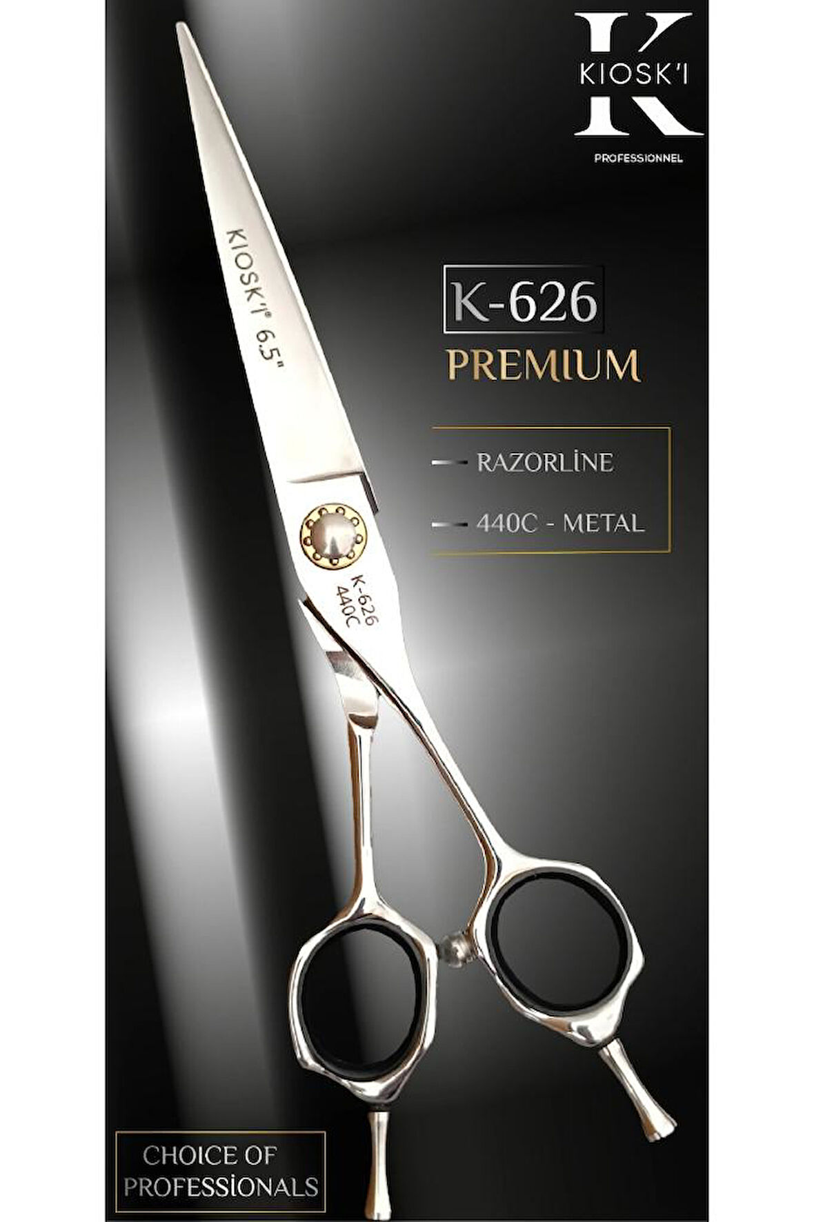 Kioski Profesyonel Premium Lüks Makas 440-C 6,5 Numara K-626