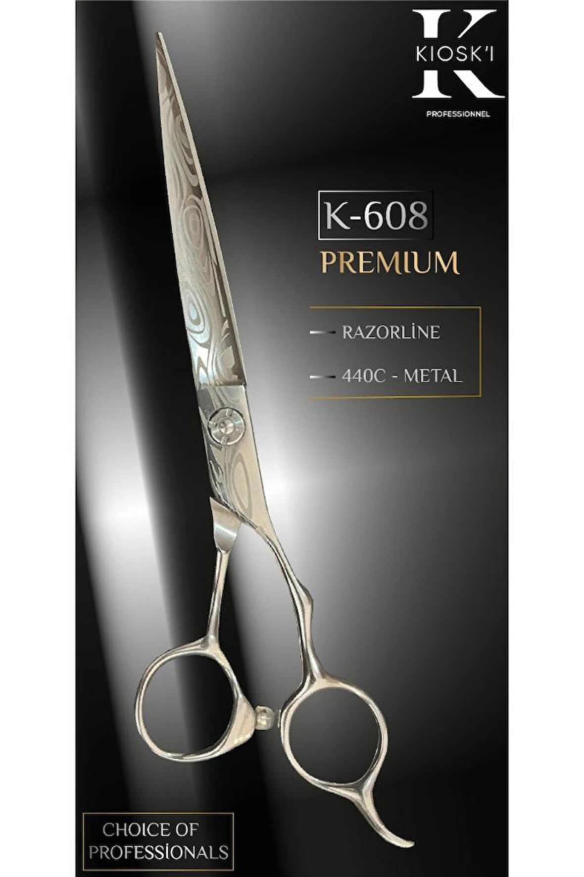 Kioski Profesyonel Premium Lüks Makas 440-C 6,5 Numara K-608