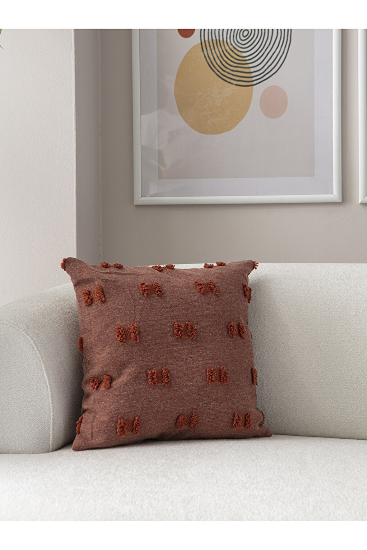 Swita Home Tekli Dekoratif Puantiye Keten Kumaşlı Kırlent Kılıfı 43x43 Kiremit