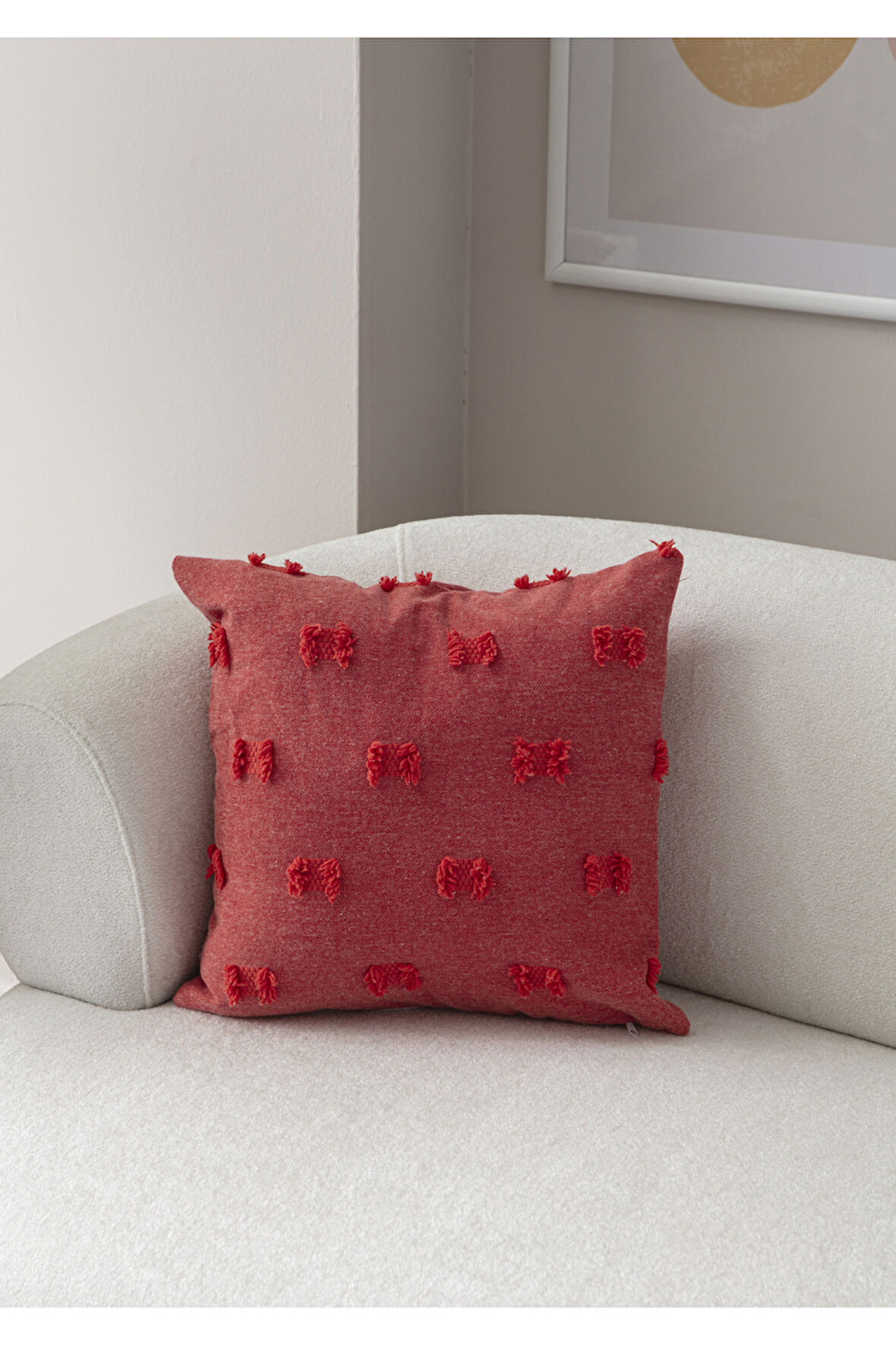 Swita Home Tekli Dekoratif Puantiye Keten Kumaşlı Kırlent Kılıfı 43x43 Pembe