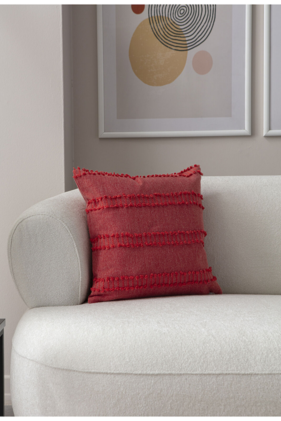 Swita Home Tekli Dekoratif Puantiye Keten Kumaşlı Kırlent Kılıfı 43x43 Pembe
