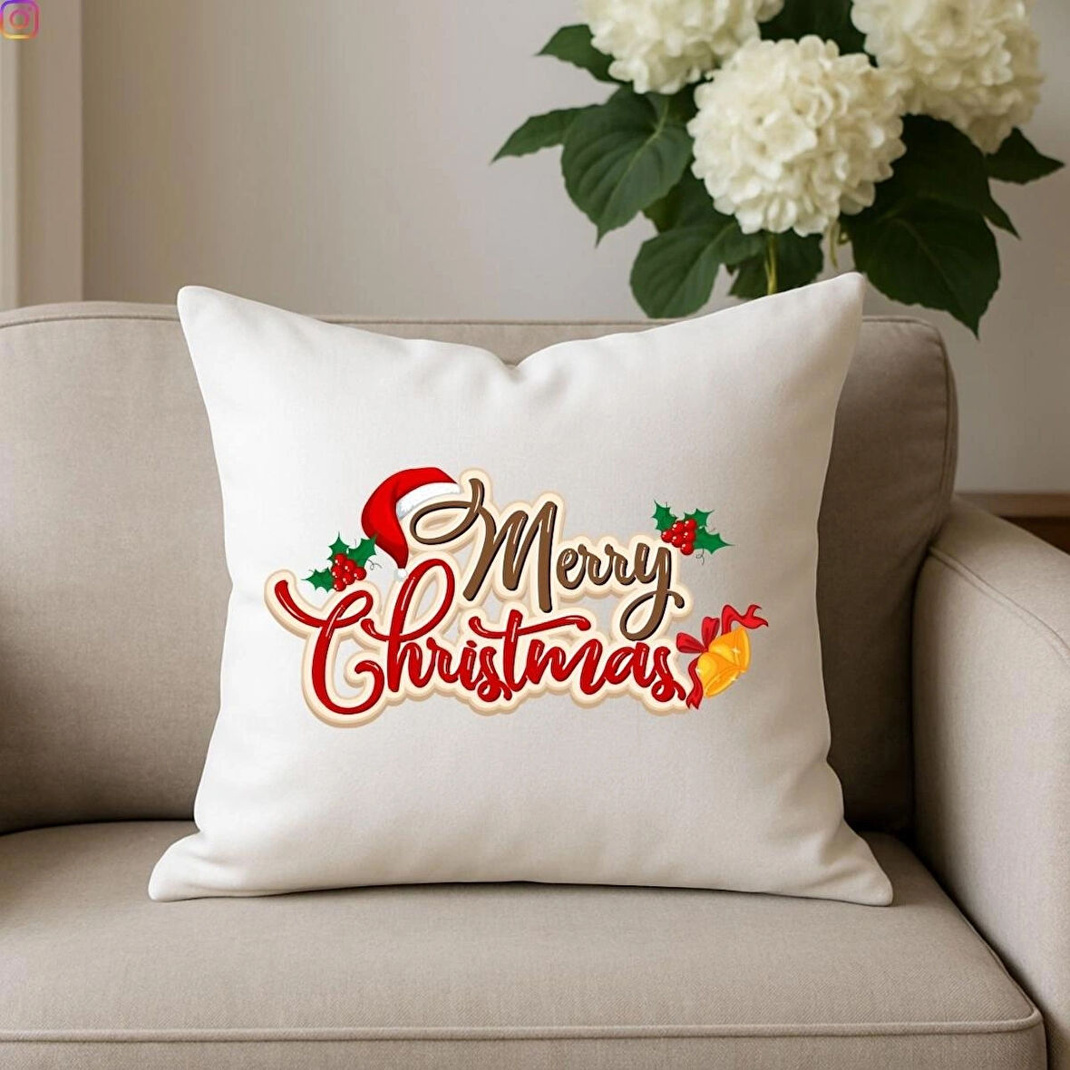 HANOVA CREATIVE BASKILI YENİ YIL KIRLENT YILBAŞI KIRLENT KILIFI HAPPY NEW YEAR