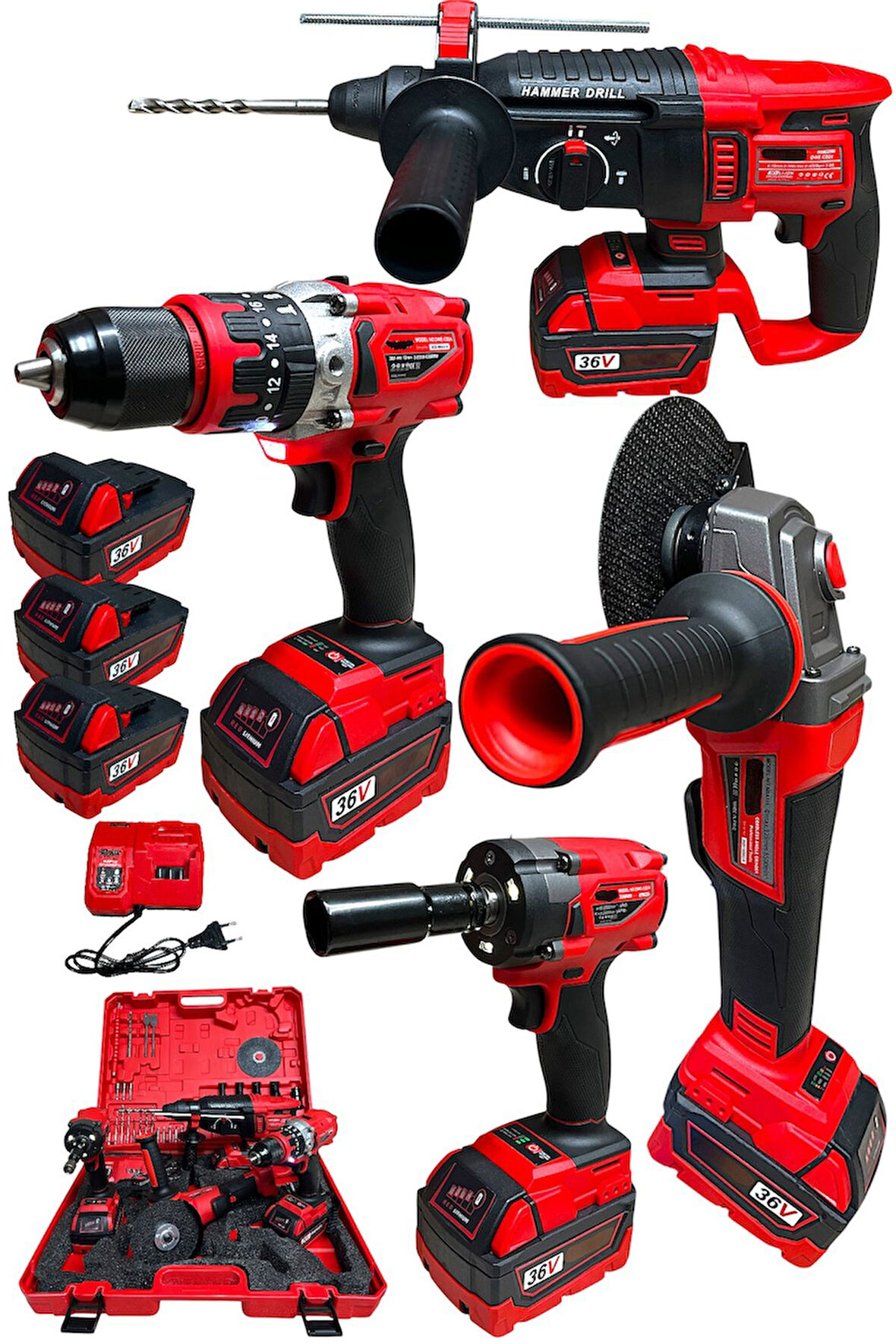 Profesyonel Kömürsüz 36v 4'lü Set Kırıcı Delici Hilti Taşlama Somun Sıkma Akülü Vidalama dawrek
