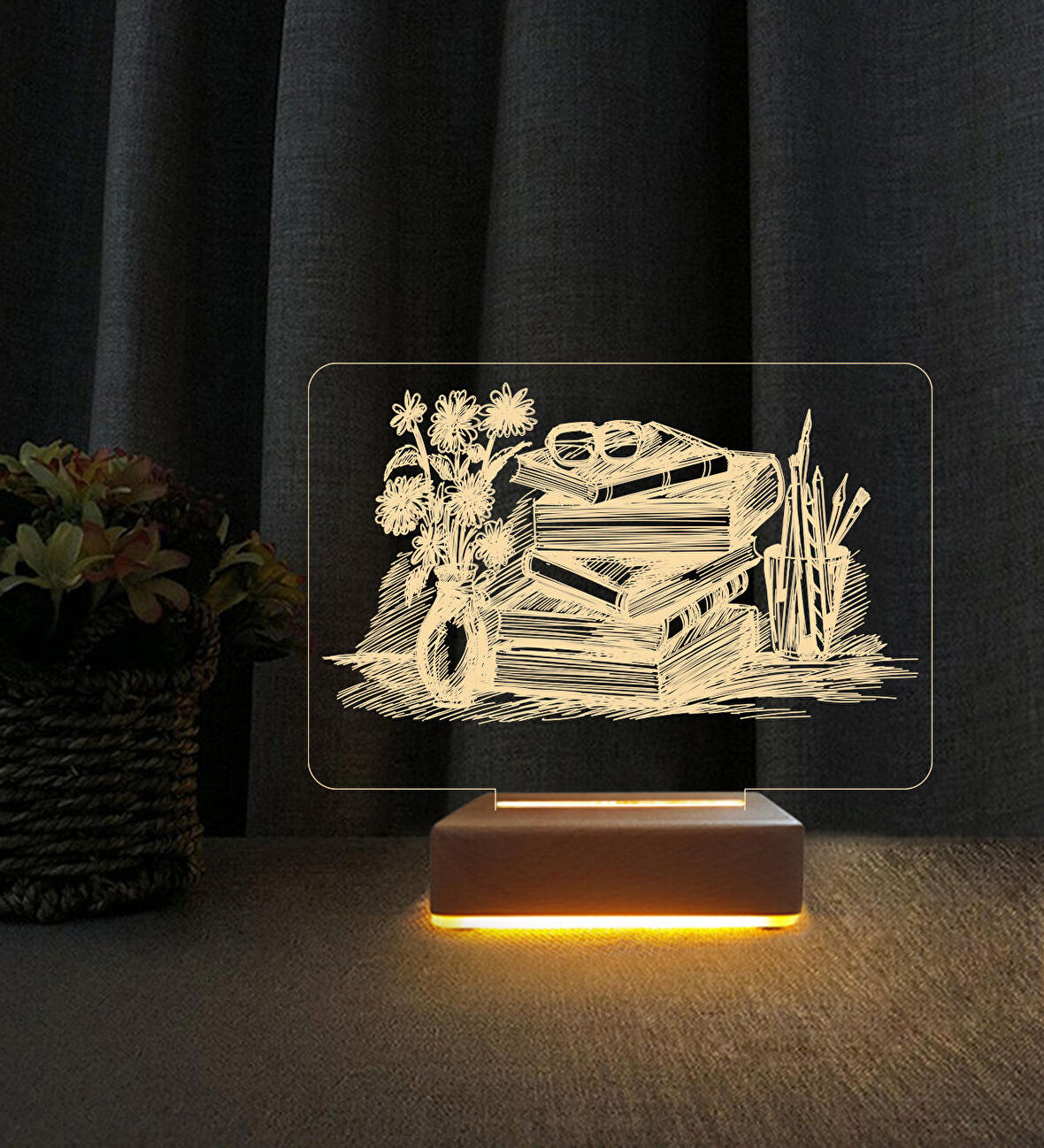 Kitap Seti Tasarımlı 3d Led Masa Lambası Öğretmenler Günü Hediyesi Lamba