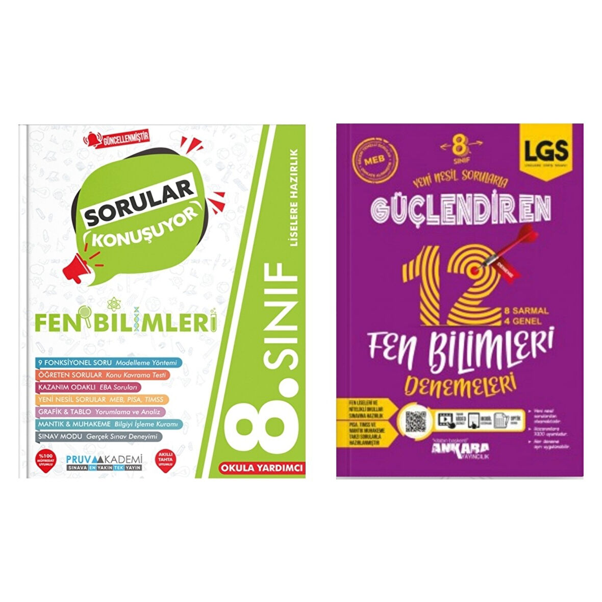Pruva Akademi 8. Sınıf LGS Fen Bilimleri Soru Bankası ve Ankara Yayınları Güçlenidren Fen Bilimler Deneme