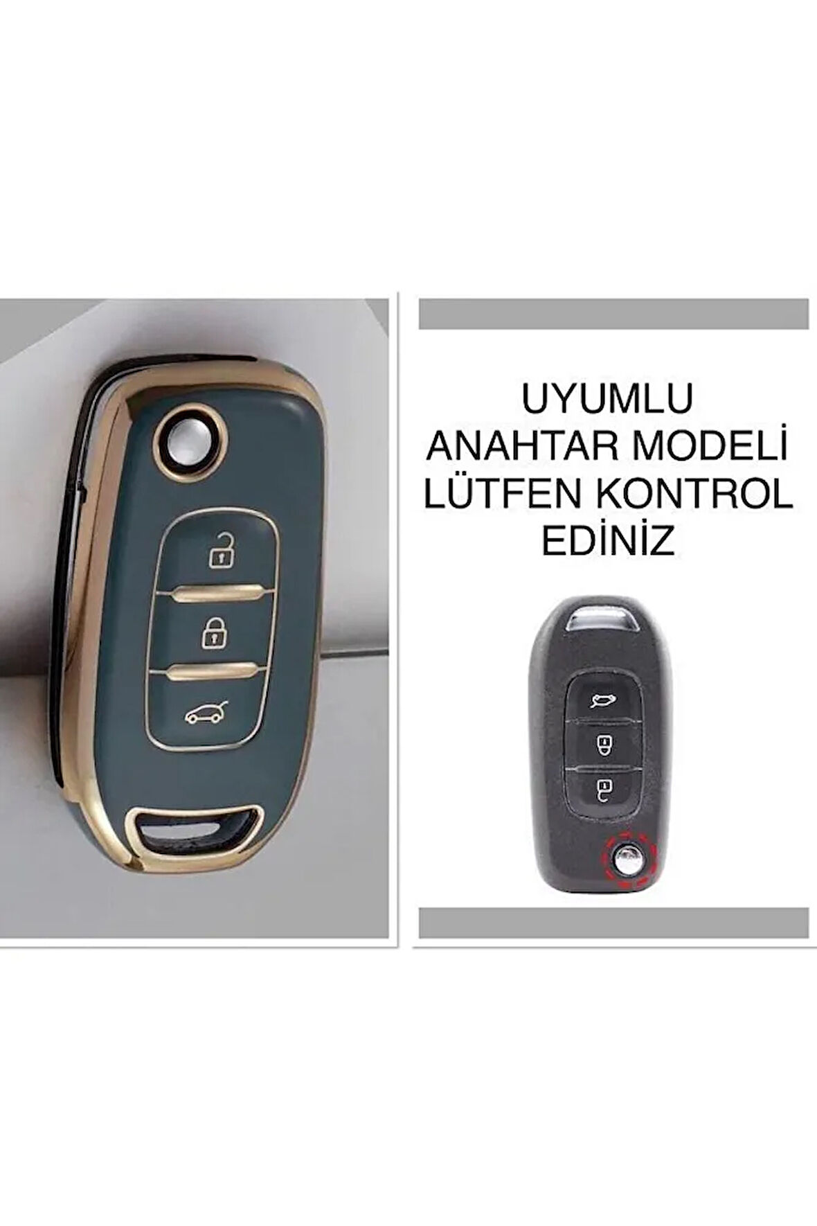 Renault Clio 5 Megane 4 Kaleos Captur Kadjar Anahtar Koruma Kılıfı Gri Renk