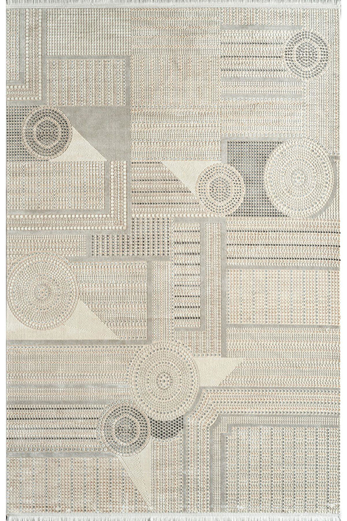 Pierre Cardin Voyage KJ04A Gri Krem Viskon Akrilik Yumuşak Dokulu Modern Etnik Halı