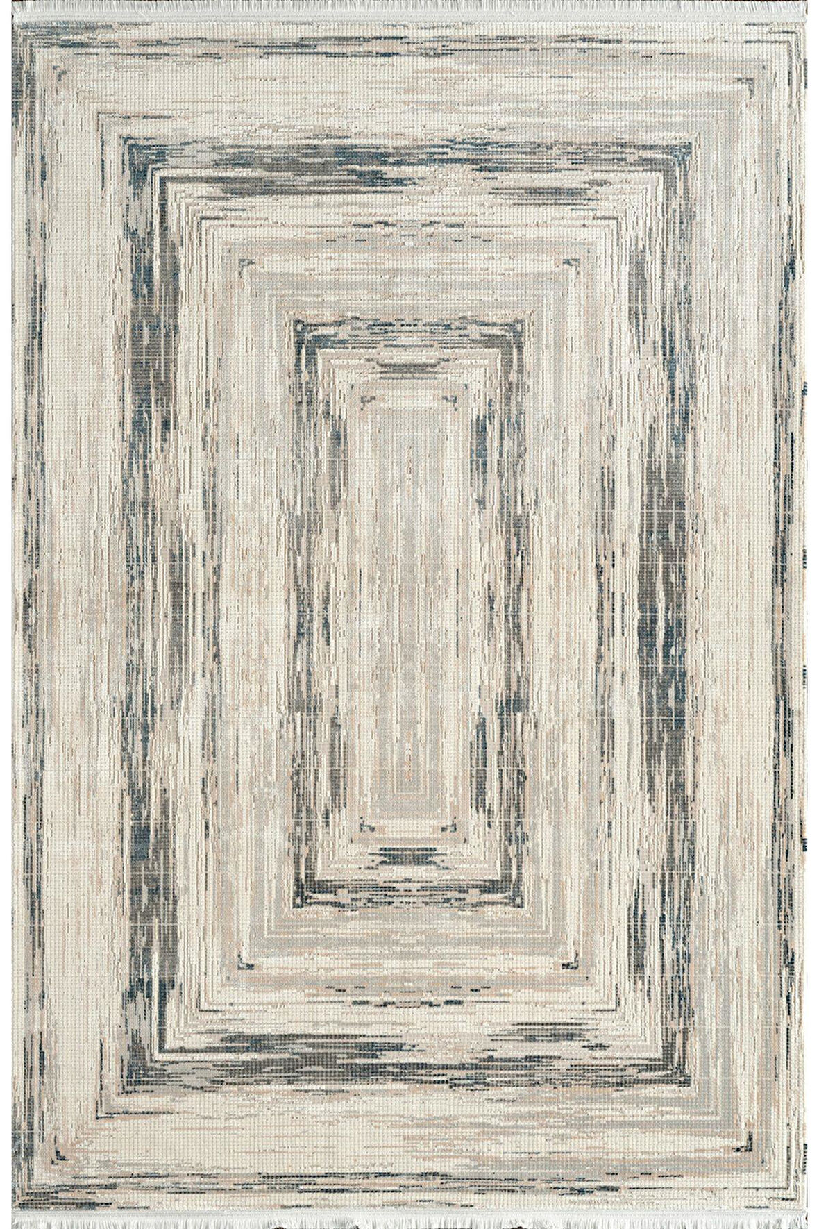 Pierre Cardin Voyage KJ05B Krem Mavi Viskon Akrilik Yumuşak Dokulu Modern Eskitme Halı