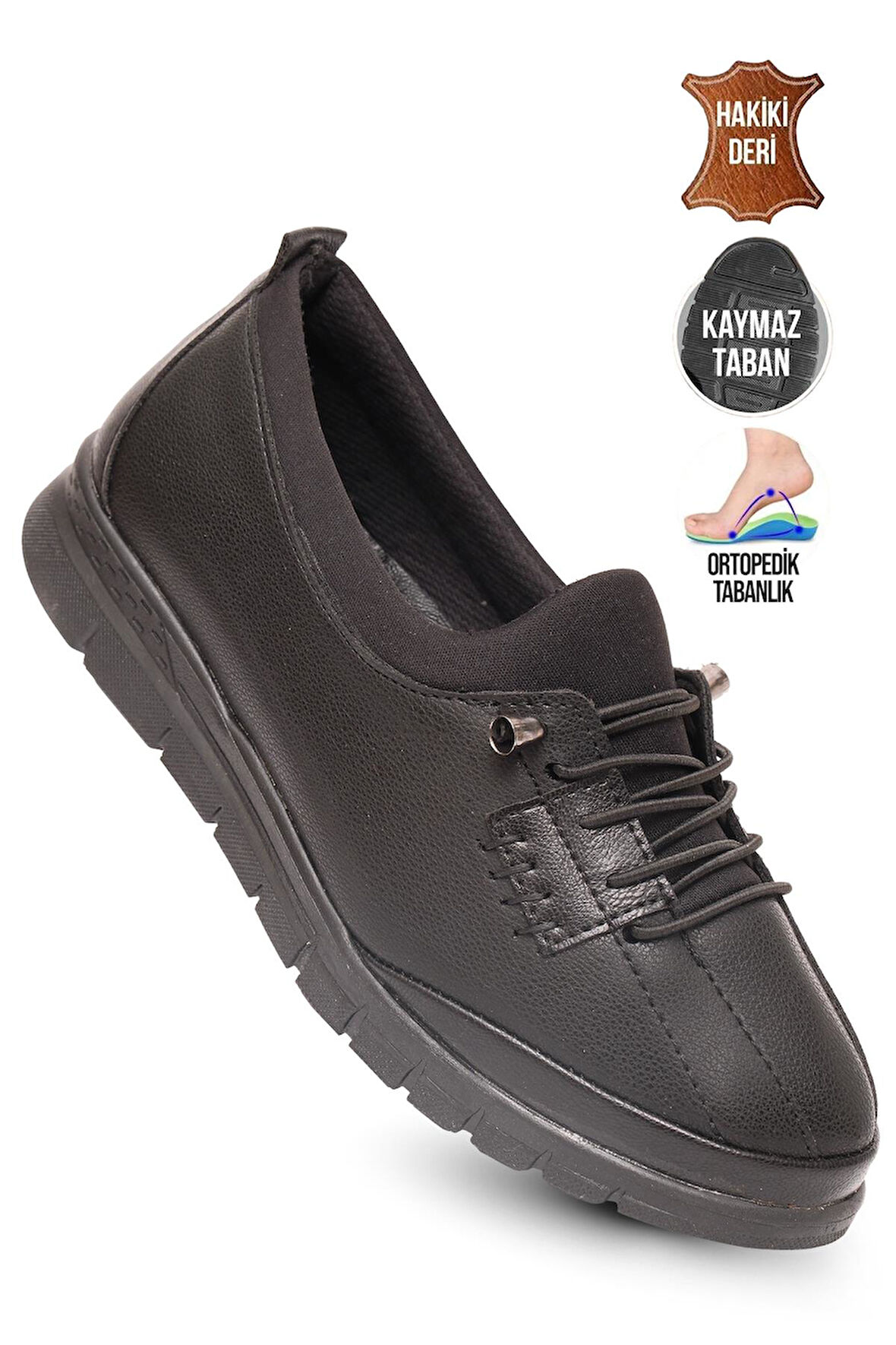 Kaptan Junior Kadın Siyah Klasik Ayakkabı Ortopedik Anne Ayakkabısı Anne Babet Ayakkabı Anne Kadın Günlük Ayakkabı ZSLNK 650