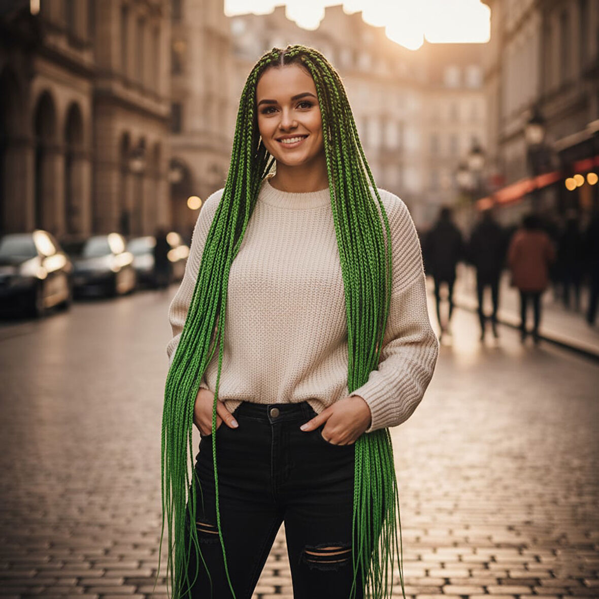 Afrika Örgüsü Ve Rasta İçin Sentetik Saç / Yeşil